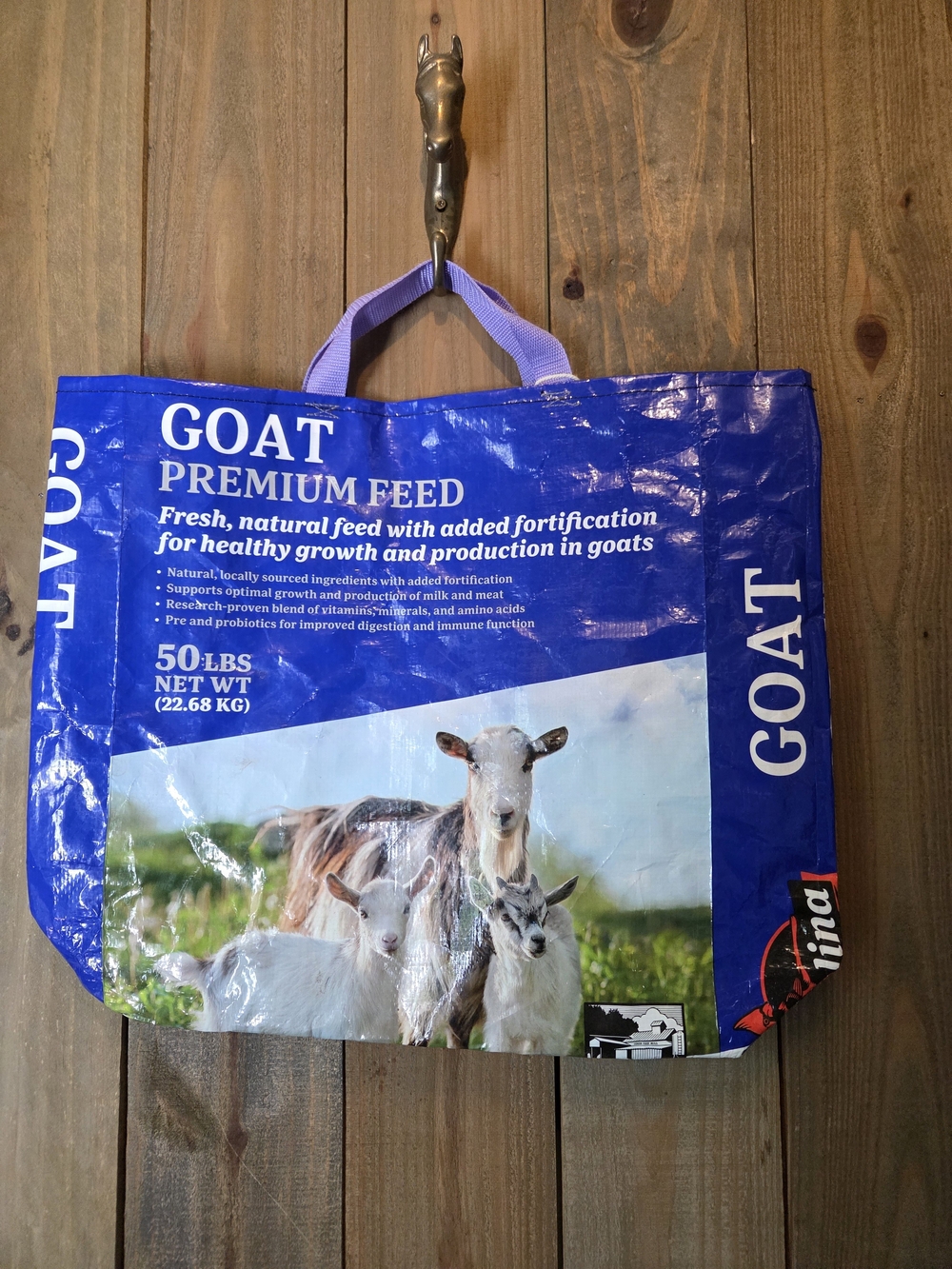 GOAT Premium Feed Tote Bag in Blue with Goat Graphic